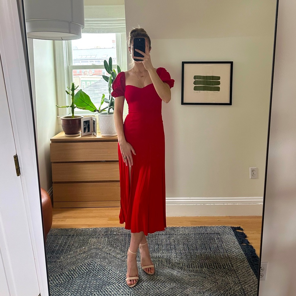 Reformation Cherry Mylah Midi Dress Size 0